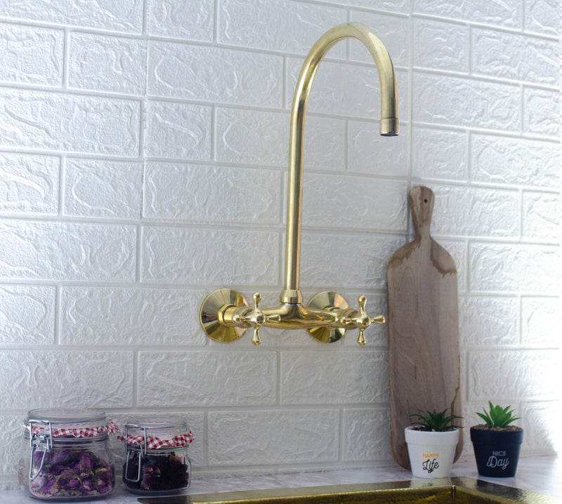 Wall Mount Bridge Faucet - Brass Bridge Faucet