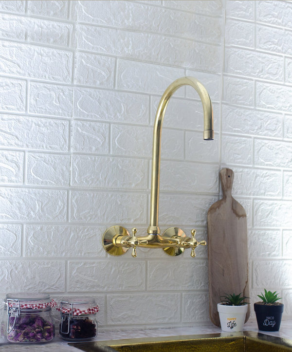 Wall Mount Bridge Faucet - Brass Bridge Faucet