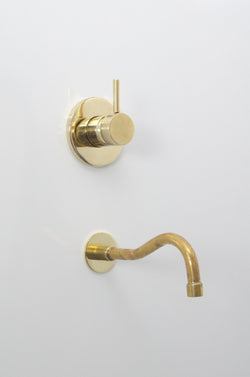 Antique Brass Tub Filler Wall Mount Faucet