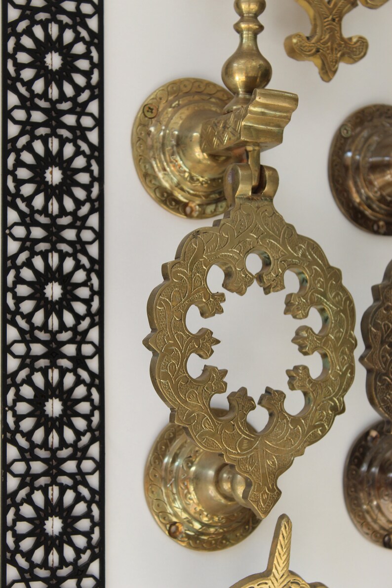 Unlaquered Brass Vintage Moroccan Hand Door Knocker , handcrafted Morocco Door Knocker