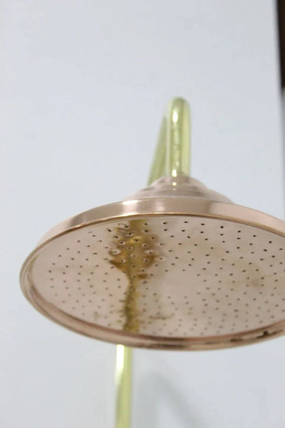 Unlacquered Brass And Copper Shower System High Pressure, Copper Pipe Shower , Outstanding Shower System with round Head Shower