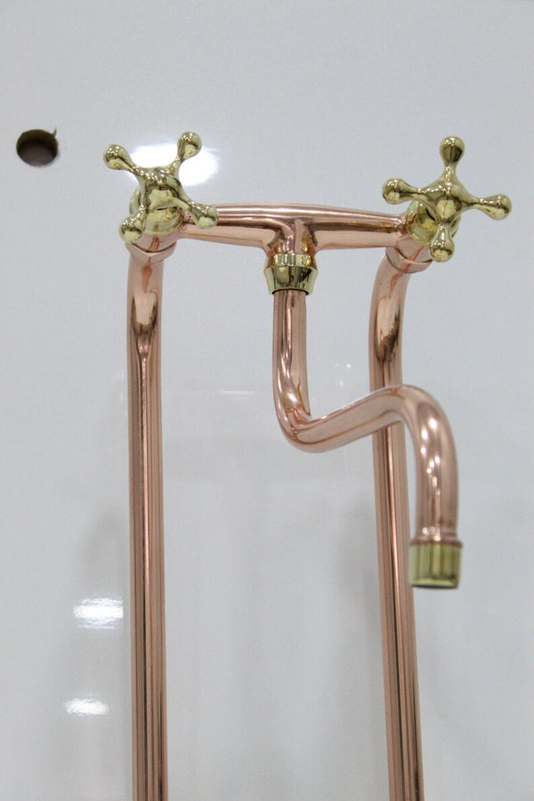 Brass and Copper Kitchen Faucet with Long Legs