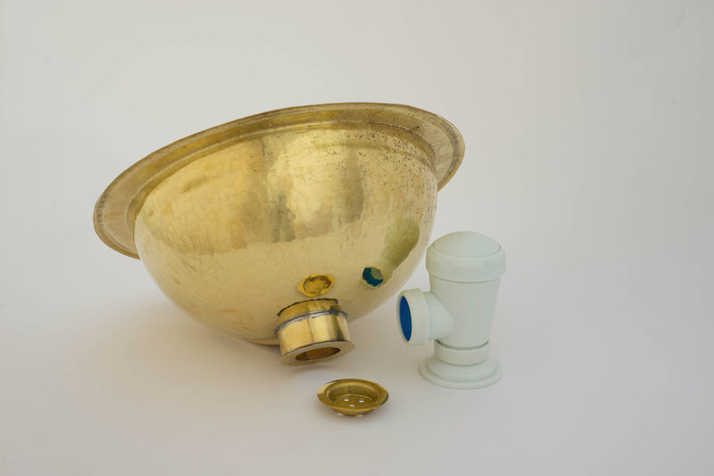 Moroccan Golden Brass Hammered Sink - Handmade Round Drop-in Sink