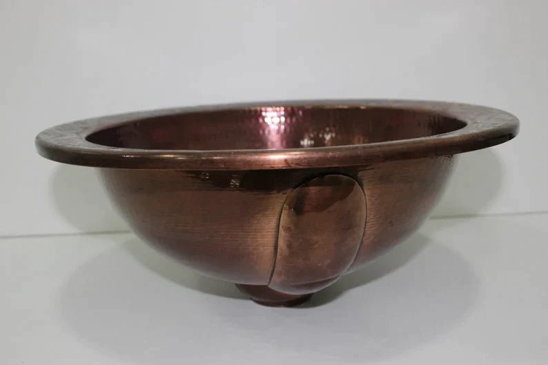 Red Copper sink; handmade with exquisite and luxurious decoration; bathroom sink
