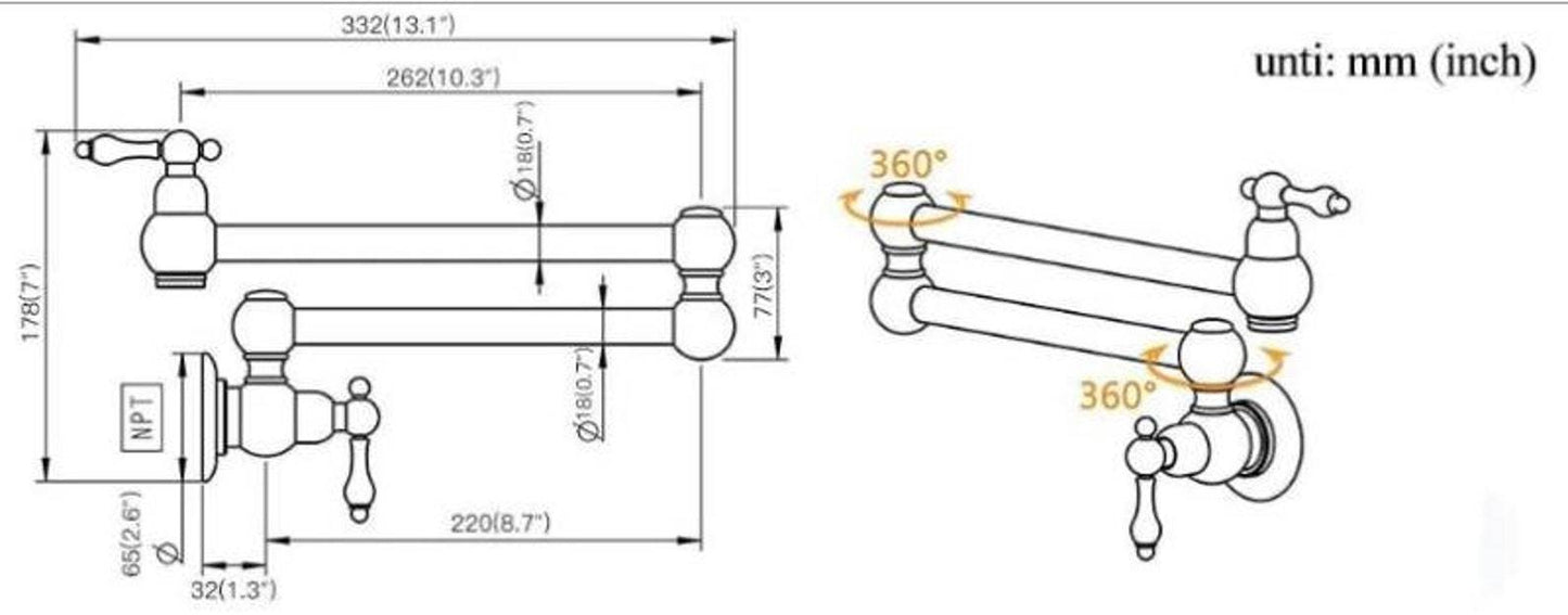 Unlacquered Brass Pot Filler