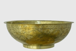 Round Engraved Vessel Sink  , Moroccan Brass Sink 16.5 "