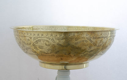 Round Engraved Vessel Sink  , Moroccan Brass Sink 16.5 "