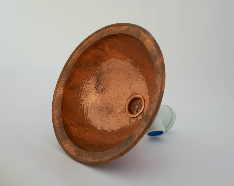 Round Hammered Copper Drop-in Sink