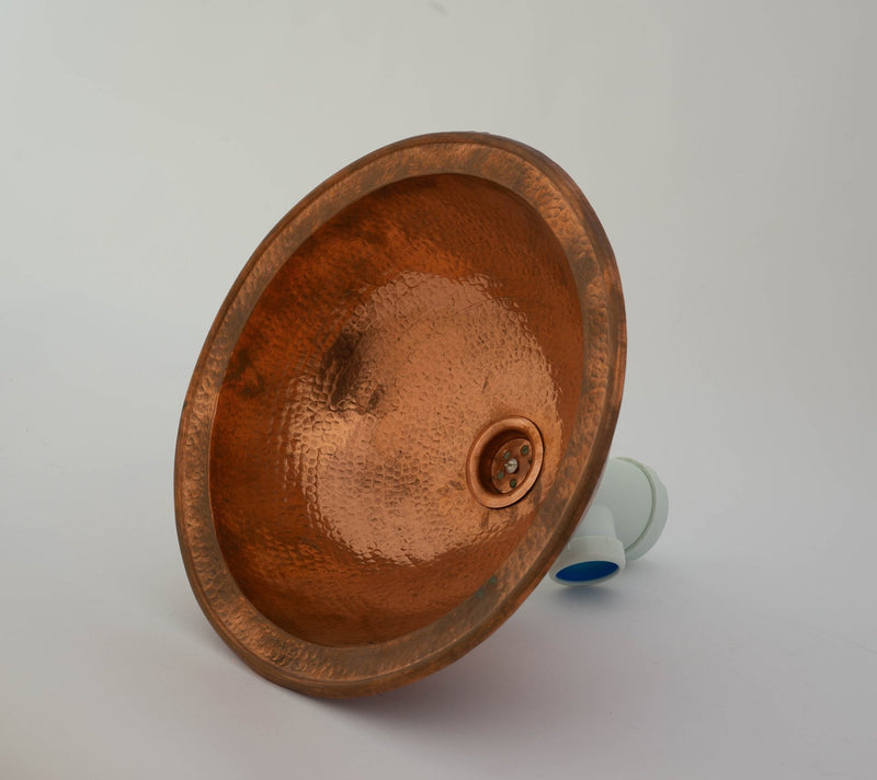 Round Hammered Copper Drop-in Sink