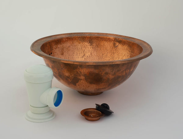 Round Hammered Copper Drop-in Sink