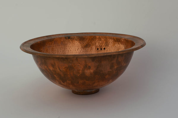 Round Hammered Copper Drop-in Sink