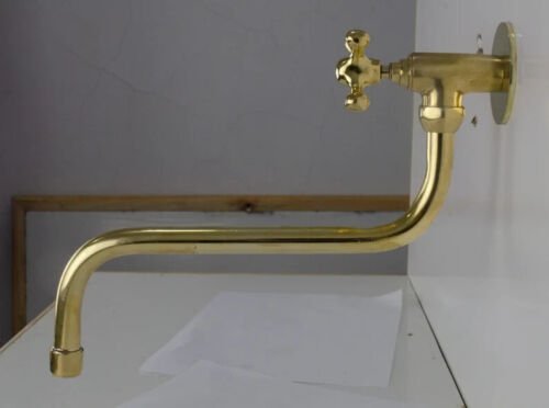 Unlacquered Solid Brass Pot Filler, Kitchen Faucet, Cross Handles