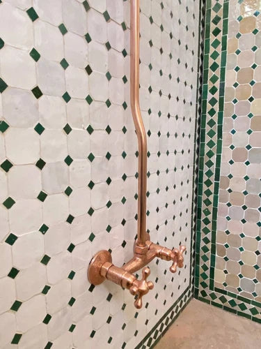 Copper Shower System With Handheld Sprayer, Vintage Rain Shower-head System Hand held antique Head Combo Outdoor exposed