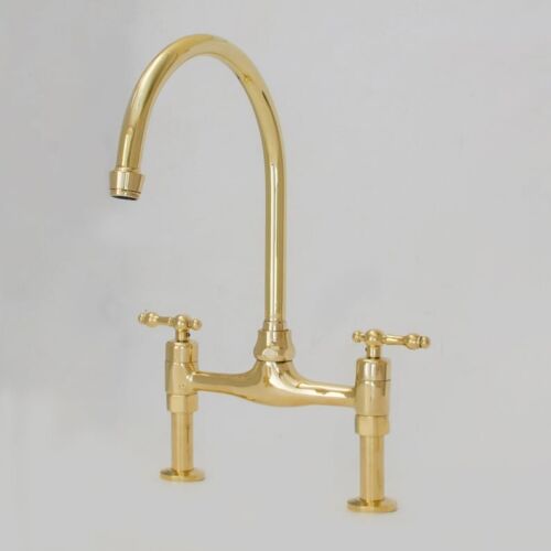 Unlacquered  Legs Bridge Faucet + sink unlacquered  strainer