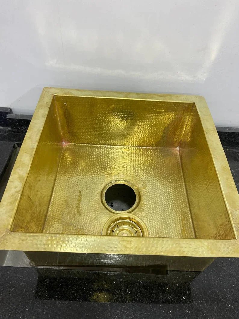 Solid Unlacquered Brass Undermount Hammered Sink, Kitchen Bar Sink, Island Sink, Outdoor Sink Customized Free Brass Drain Strainer included