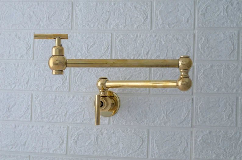 unlacquered solid Brass Pot Filler Kitchen Faucet, Solid Brass Faucet with simple lever Handle