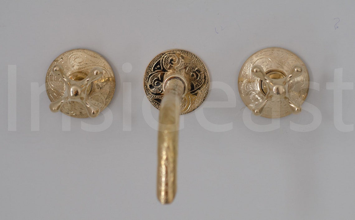 Unlacquered Brass Bathroom Faucet - Wall Mount Faucet