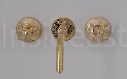 Unlacquered Brass Bathroom Faucet - Wall Mount Faucet