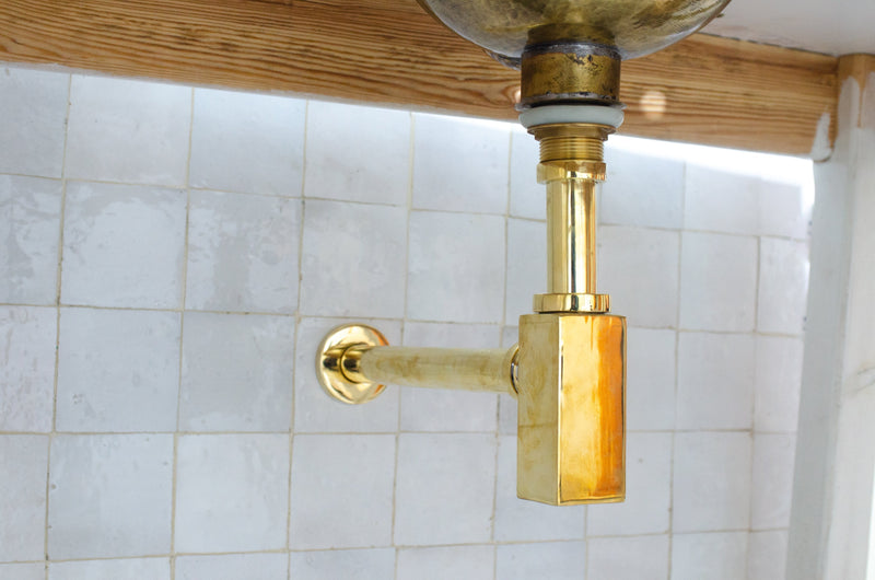Unlacquered Brass Bathroom P-trap - Brass Pop-up Drain