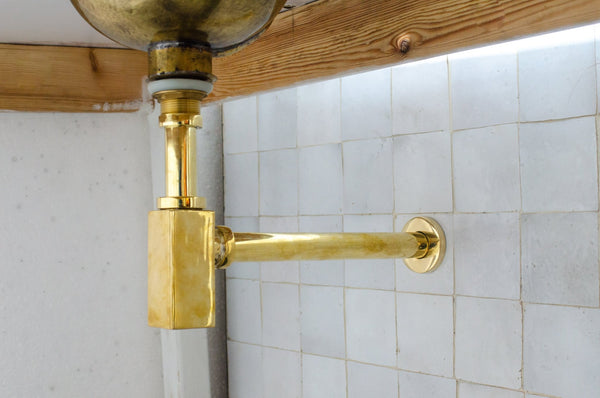 Unlacquered Brass Bathroom P-trap - Brass Pop-up Drain