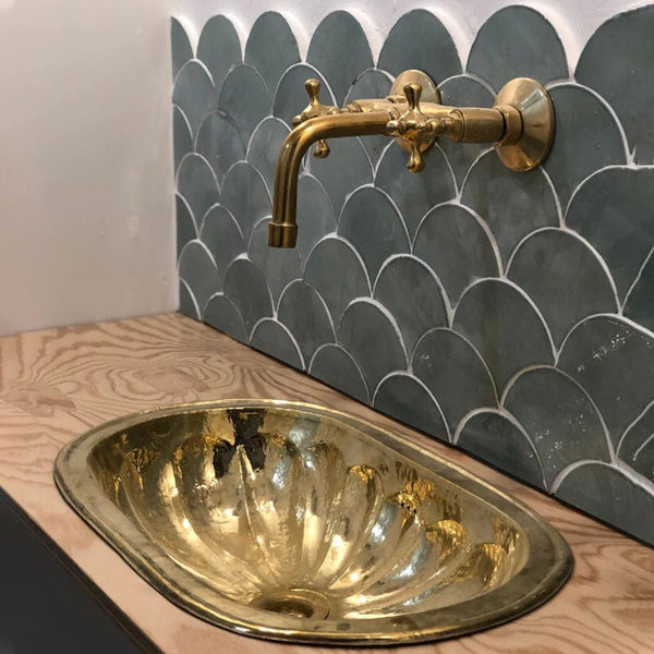 Unlacquered Brass Bathroom Sink Wall Mount Faucet