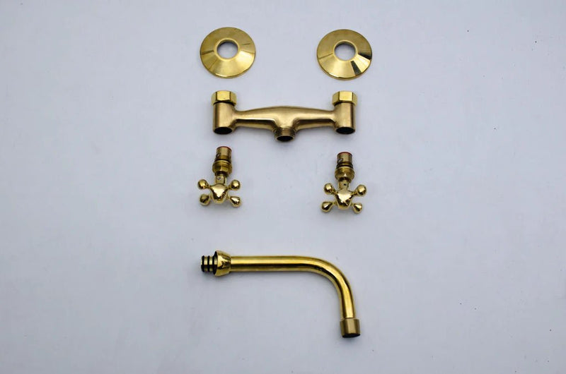 Unlacquered Brass Bathroom Sink Wall Mount Faucet