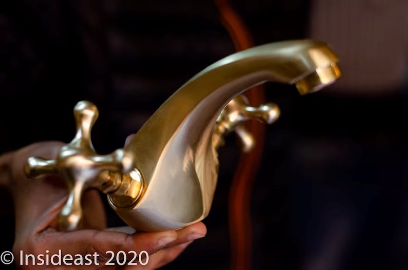 Unlacquered Brass Faucet - Bathroom Vanity Faucet - Powder Room Faucet