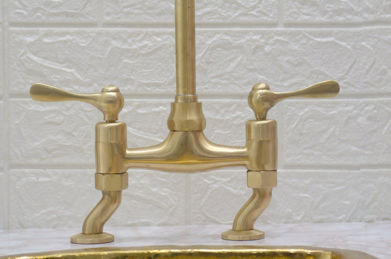 Unlacquered Brass Kitchen Faucet - Unlacquered Brass Bridge Faucet