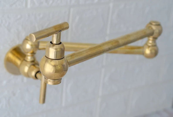 unlacquered solid Brass Pot Filler Kitchen Faucet, Solid Brass Faucet with simple lever Handle