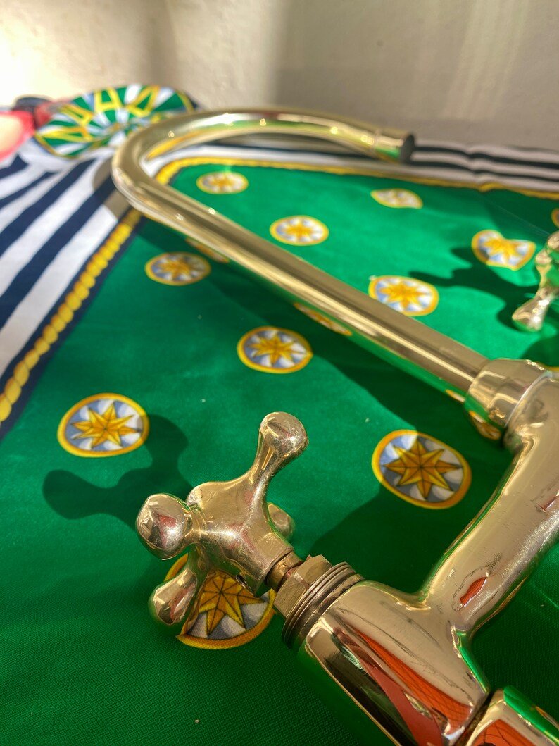 Robinet en laiton non verni, robinet en laiton massif fait main, robinet de style vintage, robinet à pont en laiton 