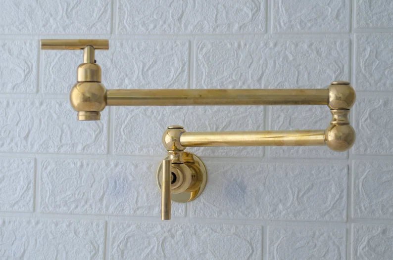 unlacquered solid Brass Pot Filler Kitchen Faucet, Solid Brass Faucet with simple lever Handle