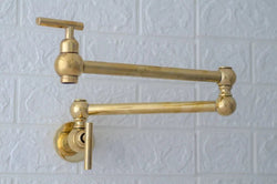 unlacquered solid Brass Pot Filler Kitchen Faucet, Solid Brass Faucet with simple lever Handle