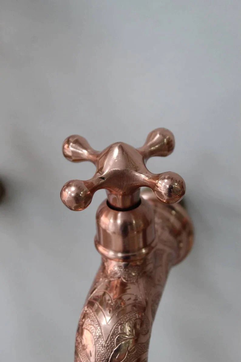 Handmade Copper Water-Tap, Moroccan Handmade Engraved Copper Finish Faucet