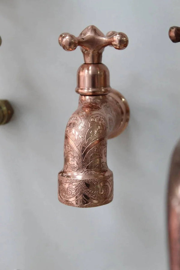 Handmade Copper Water-Tap, Moroccan Handmade Engraved Copper Finish Faucet