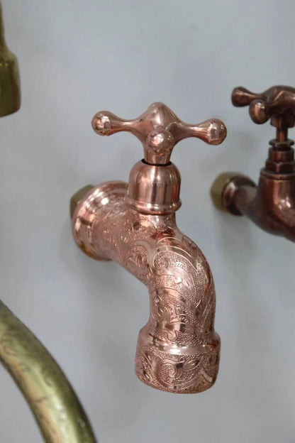 Handmade Copper Water-Tap, Moroccan Handmade Engraved Copper Finish Faucet