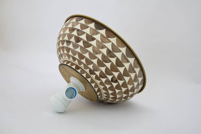 White And Brown Ceramic Vessel Sink , Golden Brass Sink Interior