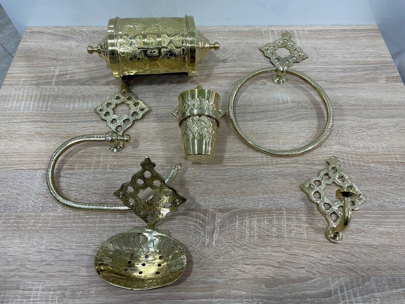 Antique Brass Bathroom Accessories Set